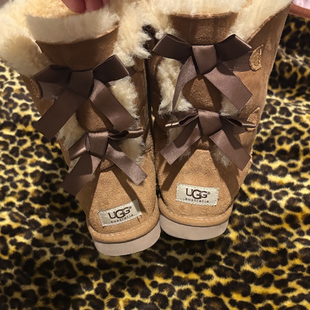 UGG Tan Boots with Brown Bows
